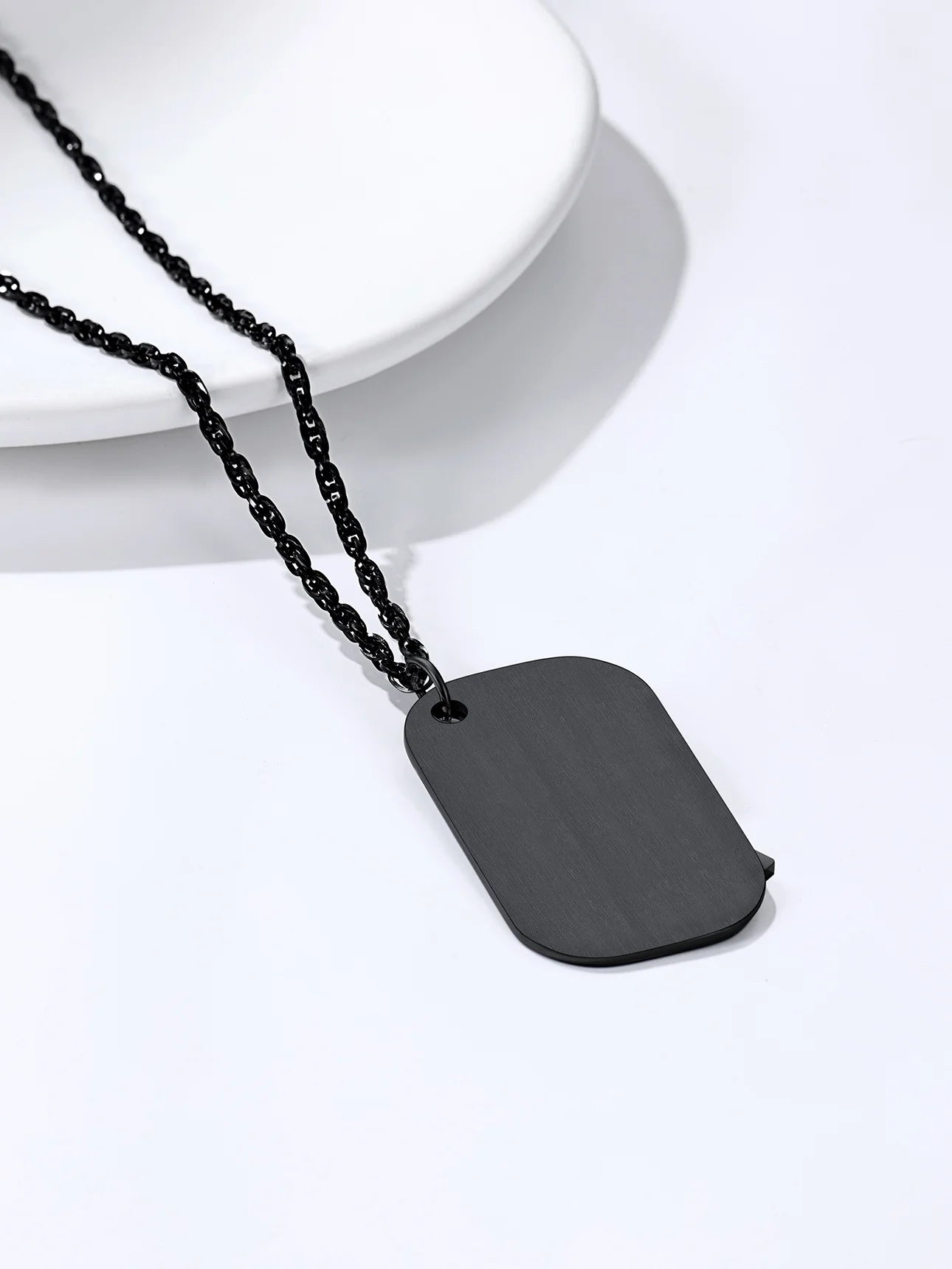 Cross Necklace Bible Verse Black Pendant for Men Stainless Steel Dog Tag Religious Jewelry Inspirational Gift for Husband Father Son