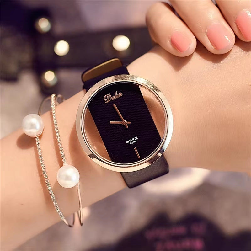 Famous Watch for Women Luxury Leather Skeleton Strap Watch Dress Watch Casual Quartz Watch Stainless Steel Watch Часы Женские