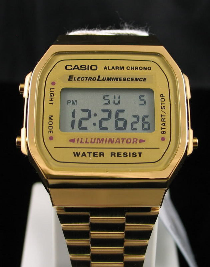 CASIO MEN'S GOLD TONE STAINLESS STEEL DIGITAL WATCH A168WG