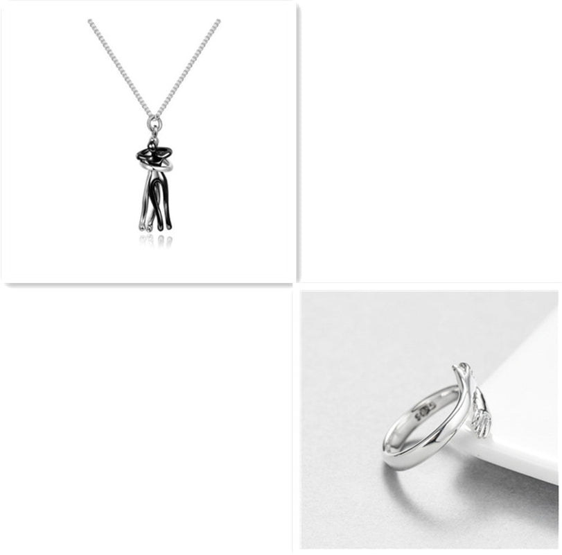 Love Hug Necklace Unisex Men Women Couple Jewelry Simple Temperament Clavicle Chain Valentines Day Lover Gift