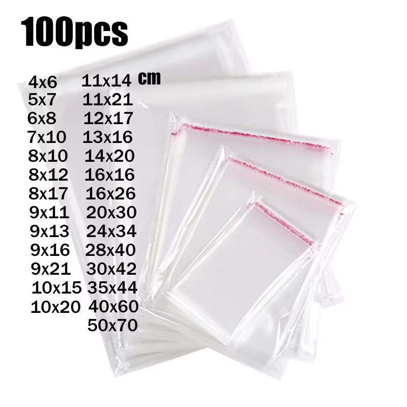 Wholesale Thick Transparent Self-Adhesive Cello Poly Bags Clear Plastic Cellophane Packing Bakery Cookie Cards Gift OPP Bag