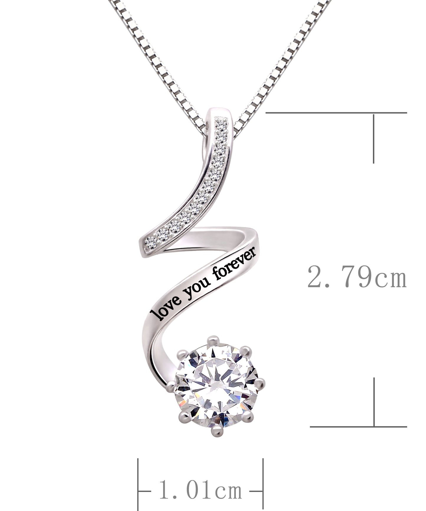 Jewelry Sterling Silver "Love You Forever" Cubic Zirconia Pendant Necklace